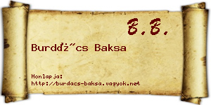 Burdács Baksa névjegykártya